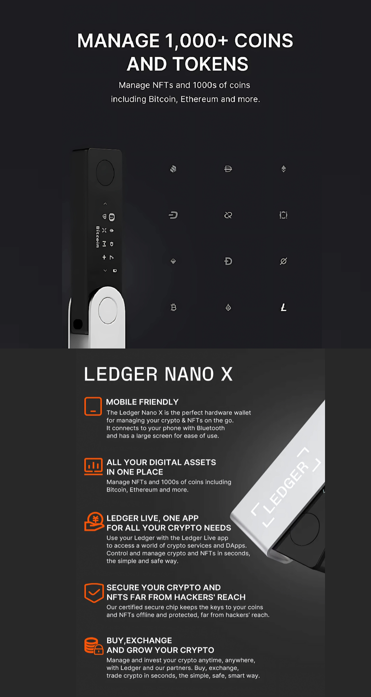 Ledger Nano X™ 加密貨幣硬件錢包